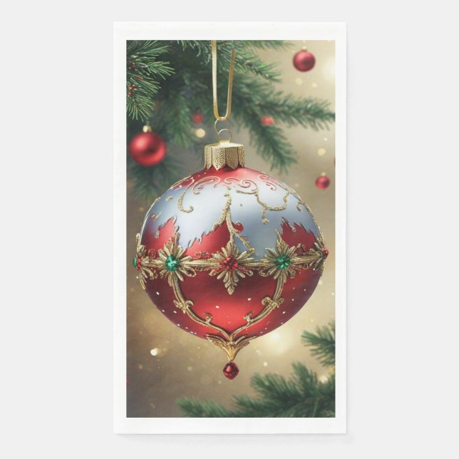 Sophisticated Christmas Ornament Napkin (Front)