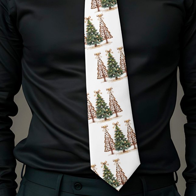 Sophisticated Christmas trees green gold scheme  Tie (Sophisticated Christmas trees green gold scheme tie)