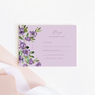 Sophisticated Classic Purple Floral Wedding RSVP Card