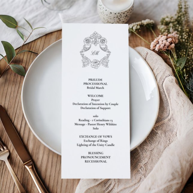 Sophisticated Classic Script Black & White Wedding Programme (Creator Uploaded)