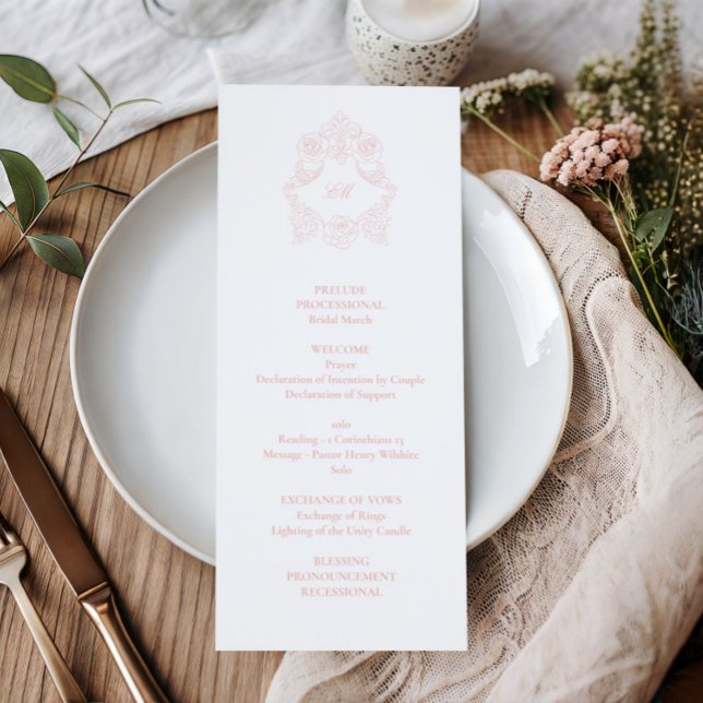 Sophisticated Classic Script Blush Pink Wedding Programme (Creator Uploaded)