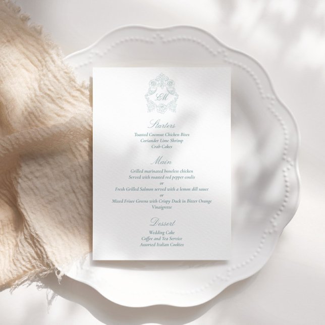 Sophisticated Classic Script Dusty Blue Wedding Menu (Creator Uploaded)