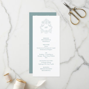 Sophisticated Classic Script Dusty Blue Wedding Programme