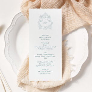 Sophisticated Classic Script Dusty Blue Wedding Programme