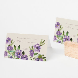 Sophisticated Classic Violet Floral Wedding Place Card