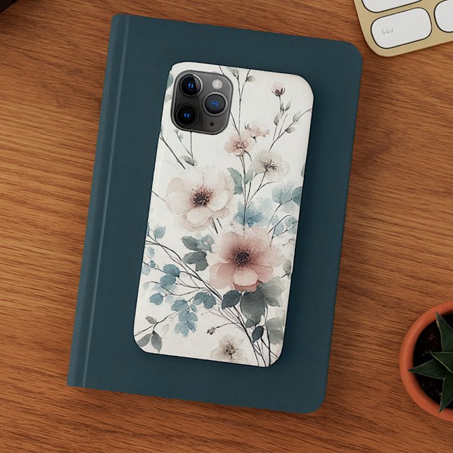 Sophisticated Classy Delicate Watercolor Flowers iPhone Case (Creator Uploaded)