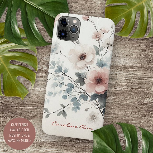 Sophisticated Classy Delicate Watercolor Flowers iPhone Case (Creator Uploaded)