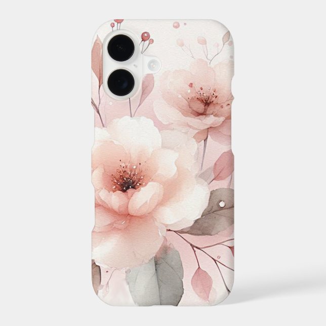 Sophisticated Classy Delicate Watercolor Flowers iPhone Case (Back)