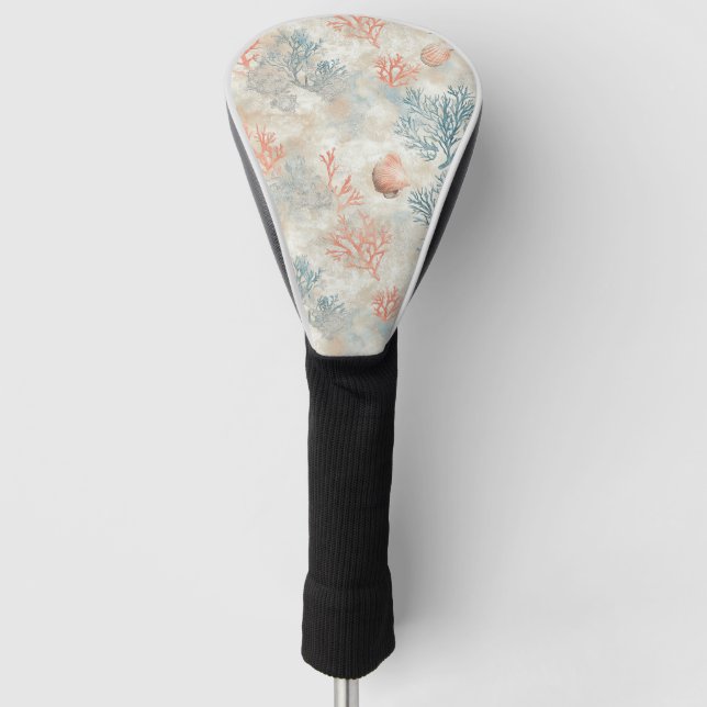 Sophisticated Coral Branches - Soft Seashell Golf Head Cover (Front)