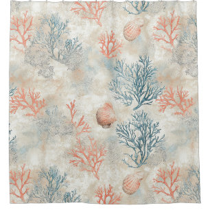 Sophisticated Coral Branches - Soft Seashell Shower Curtain