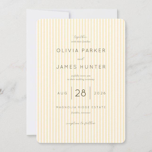 Sophisticated Cream Diagonal Stripes Invitation (Front)