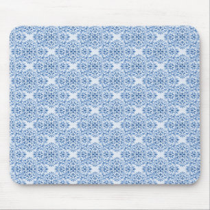 Sophisticated Damask Mousepad, Light Blue Mouse Pad