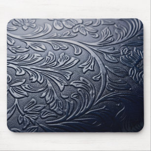 Sophisticated Dark Blue 3D Rose Petal Pattern  Mouse Pad