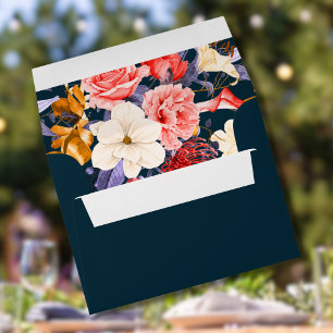 Sophisticated Dark Teal   Floral Interior Envelope