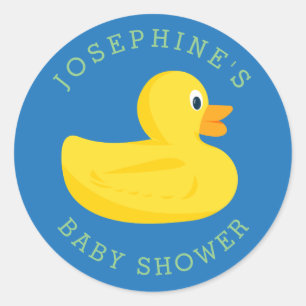 Sophisticated Duck Baby Shower Blue Custom Colour Classic Round Sticker