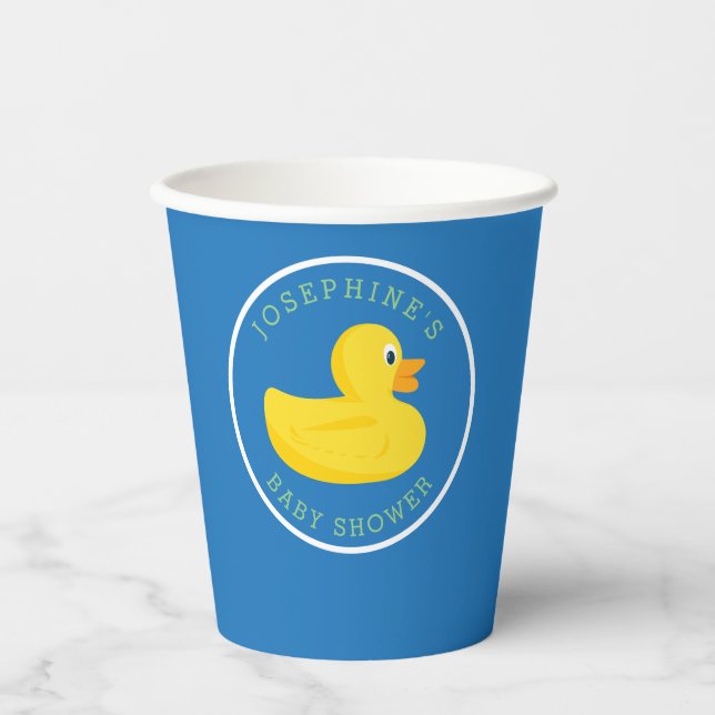 Sophisticated Duck Baby Shower Blue Custom Colour  Paper Cups (Front)
