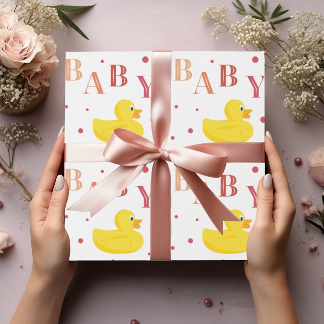 Sophisticated Duck Peach Baby Gift Wrapping Paper (Creator Uploaded)