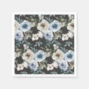 Sophisticated Dusty Blue Floral Wedding Napkin