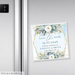 Sophisticated Dusty Blue White Peony Save the Date Magnet<br><div class="desc">✅ For matching items search 210W in my collections ✅ Announce your special day in timeless style with this watercolor dusty blue and eucalyptus Save the Date magnet, beautifully framed with gold glitter accents. Soft dusty blue flowers and lush greenery create a fresh botanical aesthetic that perfectly blends modern elegance...</div>