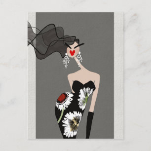 Sophisticated Elegance Fashion Illustration Art Postcard