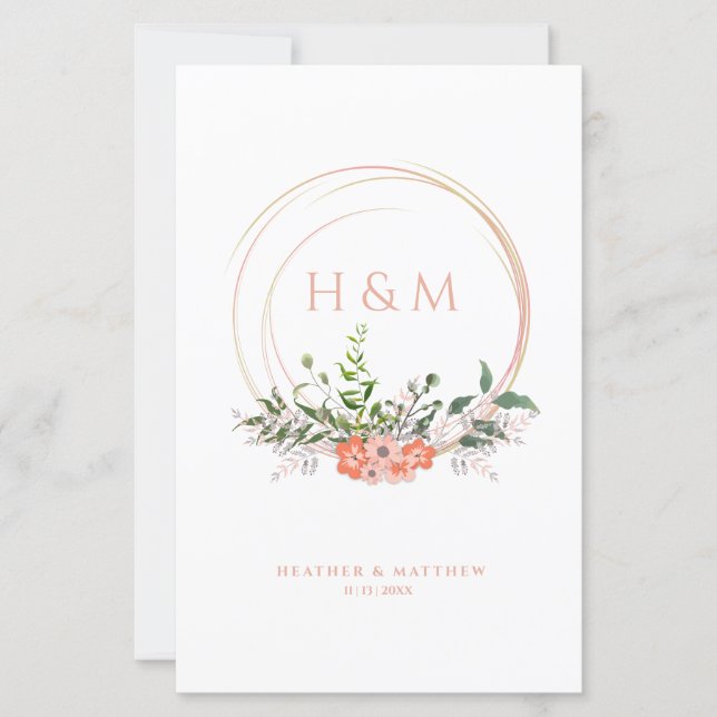 Sophisticated Elegant Coral Floral Wedding Garland (Front)