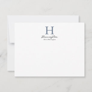 Sophisticated Elegant Dusty Blue Monogram Card