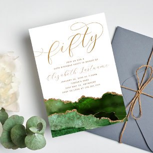 Sophisticated Elegant Gold Green 50th Birthday Invitation