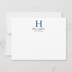 Sophisticated Elegant Navy Blue Monogram Card