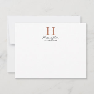 Sophisticated Elegant Terracotta Monogram Card