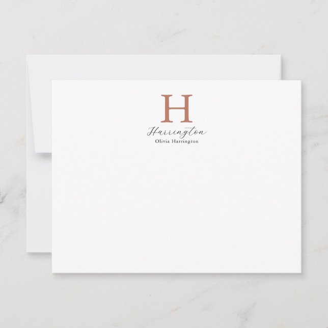 Sophisticated Elegant Terracotta Monogram Card (Front)