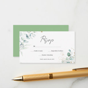 Sophisticated Eucalyptus and Green leaves RSVP Enc Enclosure Card