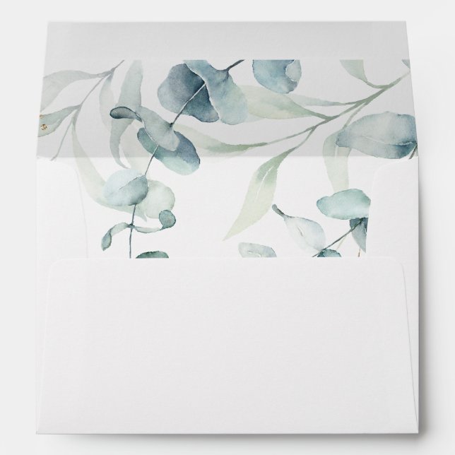 Sophisticated Eucalyptus Leaves & Foliage Wedding Envelope (Back (Bottom))