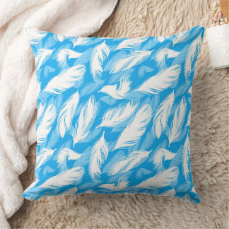 Sophisticated Feather Design On A Bright Blue  Cushion