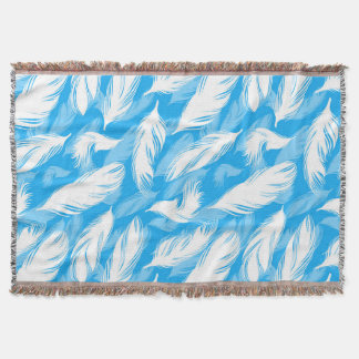 Sophisticated Feather Design On A Bright Blue  Throw Blanket