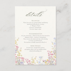 Sophisticated Floral Calligraphy Wedding Details Enclosure Card