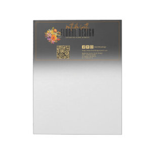 Sophisticated Floral Design Black Orange Flowers  Notepad