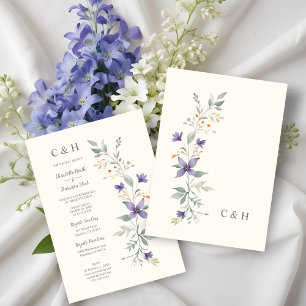 Sophisticated Floral Garland Purple Shades Wedding Invitation