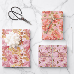 Sophisticated Floral in Pink and Purple Hues Wrapping Paper Sheet