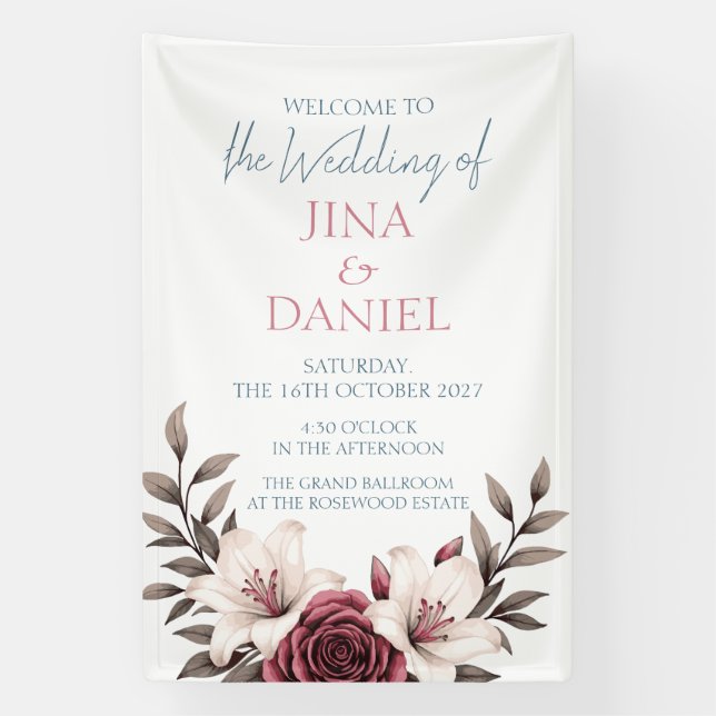 Sophisticated Floral Micro-Wedding Suite (White) Banner (Vertical)