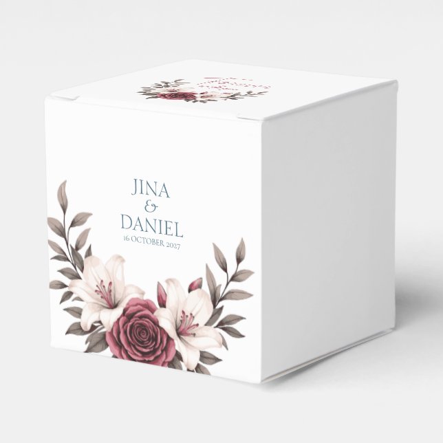 Sophisticated Floral Micro-Wedding Suite (White) Favour Box (Front Side)