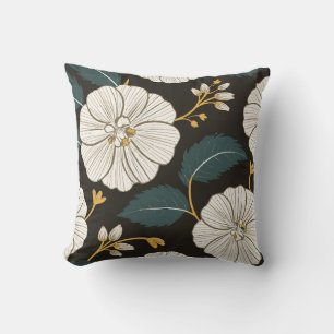 Sophisticated Floral Pattern with White Blossoms Cushion