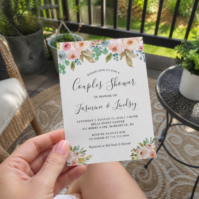 Sophisticated Floral Wedding Couples Shower Invitation (Creator Uploaded)
