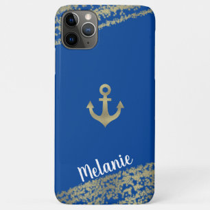 Sophisticated Foil Gold Edges Sailor Marine Blue Case-Mate iPhone Case