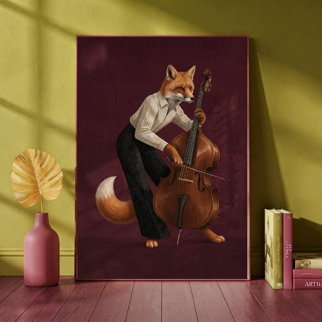 Sophisticated Fox Playing Cello Musical Instrument Poster (Creator Uploaded)