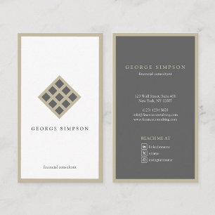 sophisticated geometric financial advisor diamond business card