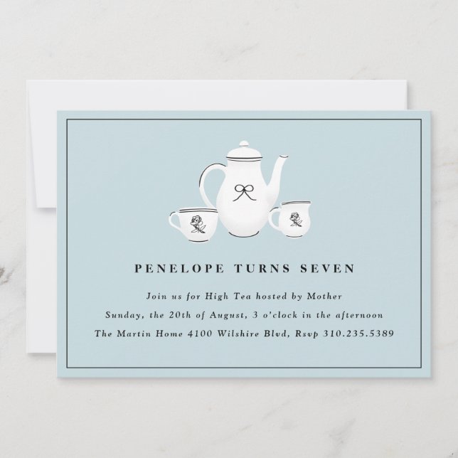 Sophisticated Girls High Tea Birthday Party Invitation (Front)