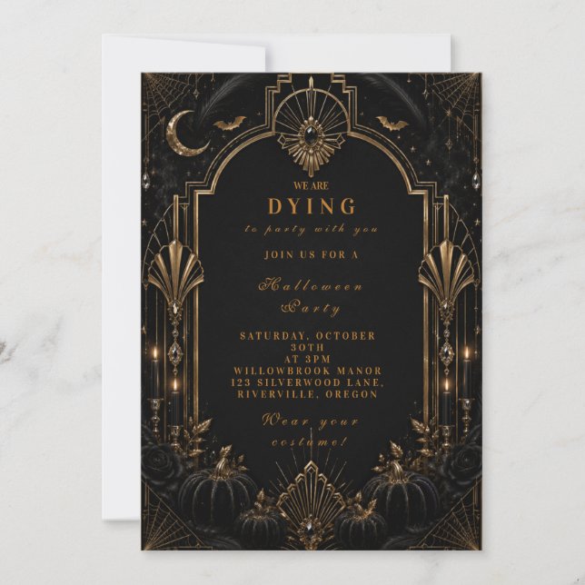 Sophisticated Glam Halloween Invitation (Front)