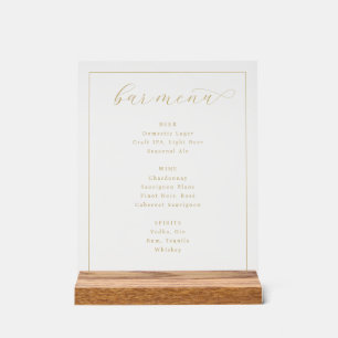 Sophisticated Gold Bar Menu Sign