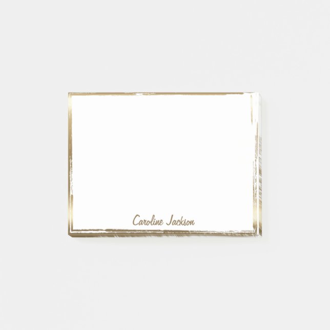 Sophisticated gold frame personalised post-it notes (Front)