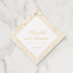 Sophisticated Gold Lace Elegant Wedding Square Favour Tags